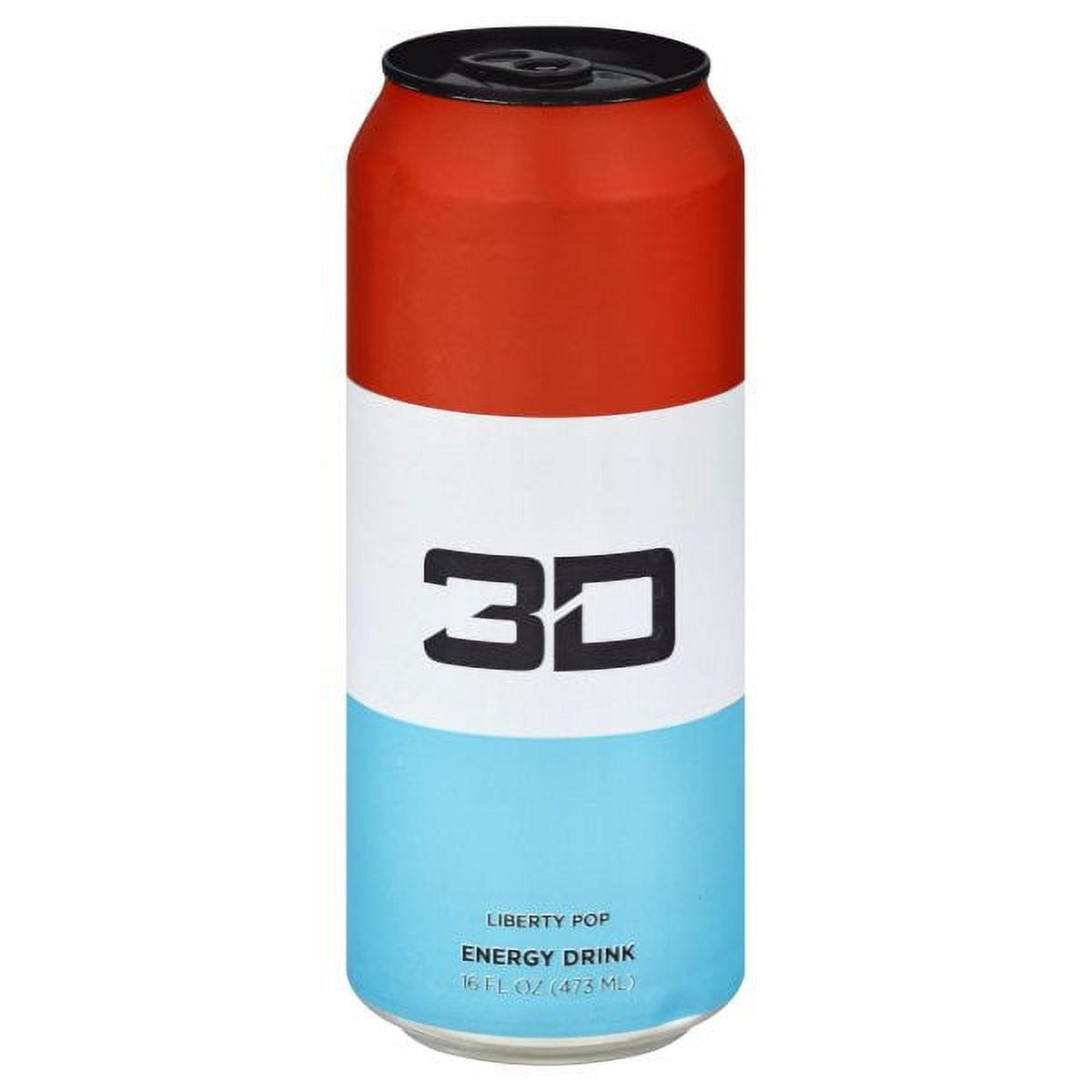 3D Energy Drink Liberty Pop 16 oz Cans (Pack of 12)
