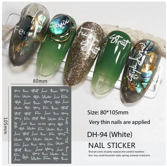 3D English Alphabet Nail Art Stickers with Personalized Russian Letters for Unique Manicures