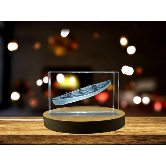 3D Engraved Crystal Canoe Model - Unique Nautical Collectible