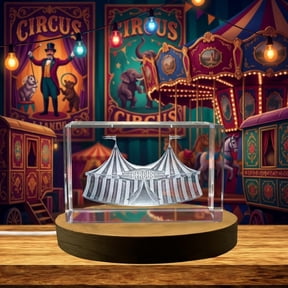 3D Engraved Crystal Circus Recognition Trophy Award with Free LED Base Light