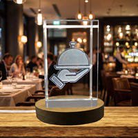 3D Engraved Crystal Decor for restaurants - Food Tray Icon - Large Size
