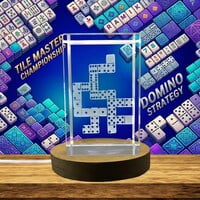 3D Engraved Crystal Dominoes Set | Game Lover Gift, Home Decor with LED Base