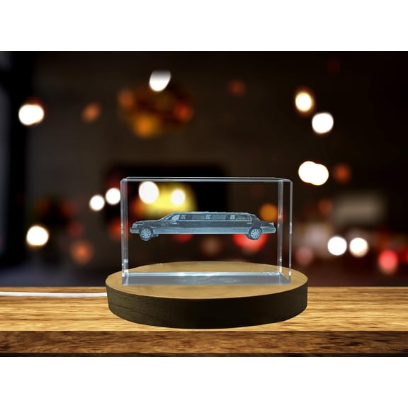 3D Engraved Crystal Limousine Model - Elegant Collectible
