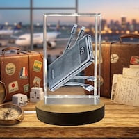 3D Engraved Crystal Traveling Power Bank with LED Base