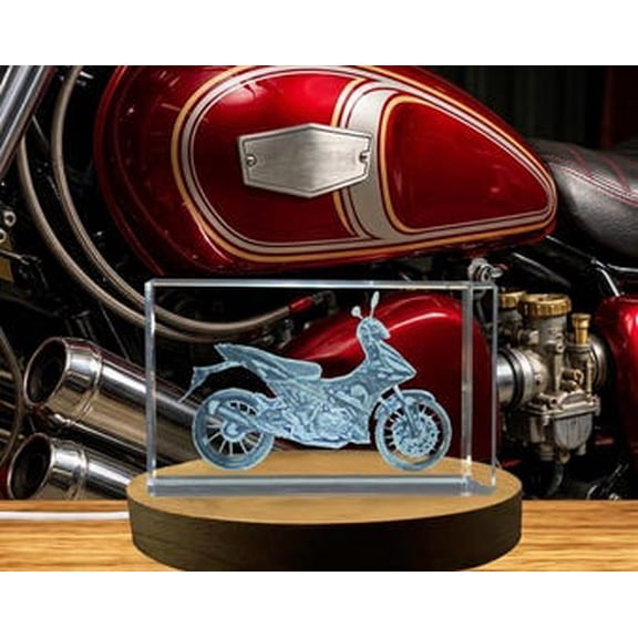 3D Engraved Crystal Underbone Motorcycle Model - Urban Rider's Elegance