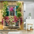 thumbnail image 1 of 3D European Town Street Gard Flowers Scery Shower Curtain Waterproof Bathroom Cu, 1 of 5