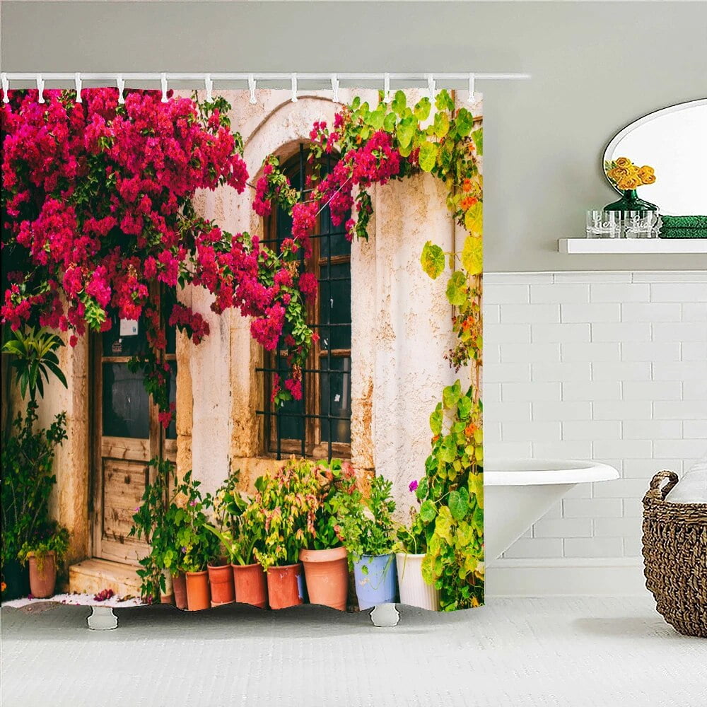 3D European rural town street landscape printing bathroom waterproof ...