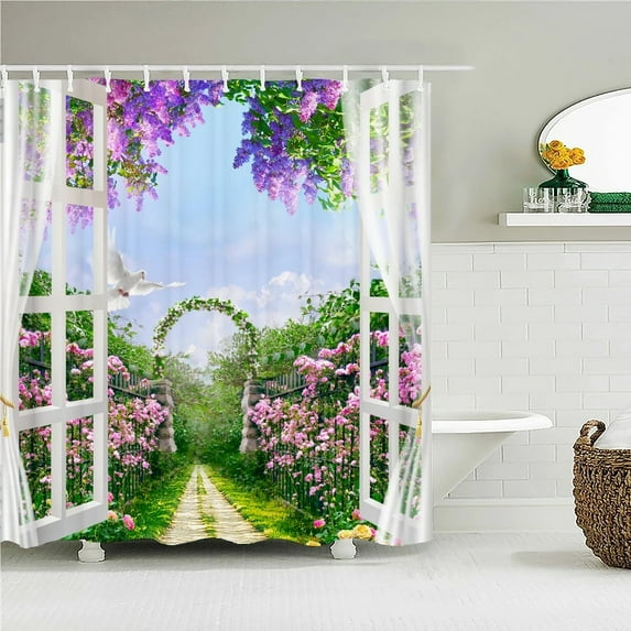3D European rural town street landscape printing bathroom waterproof shower curtain polyester screen home decoration curtains
