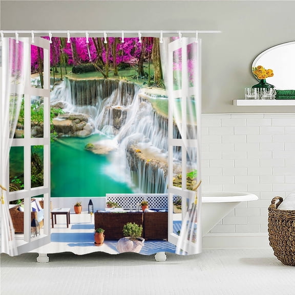 3D European rural town street landscape printing bathroom waterproof shower curtain polyester screen home decoration curtains