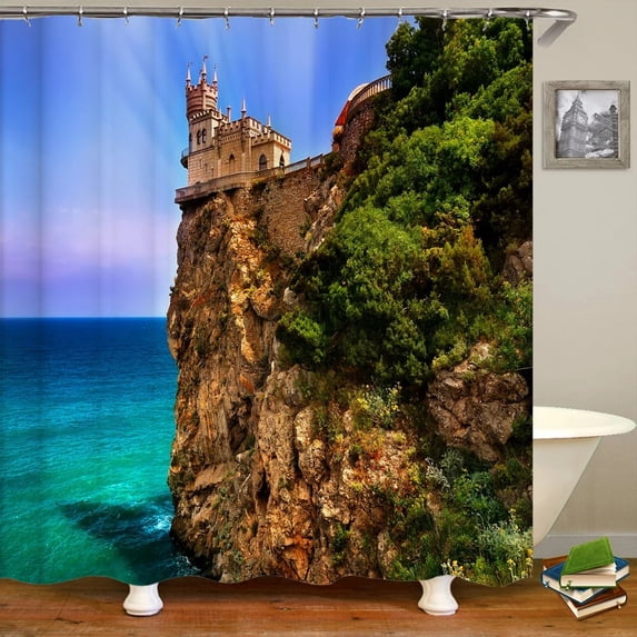 3D European rural town street landscape printing waterproof shower curtain polyester bathroom curtain home decoration curtain