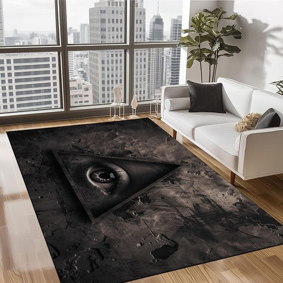 3D Evil Eye Runner Rug 5’x 8’ Non-Slip Washable Kitchen Area Rug Boho Chic Distressed Tribal Decorative Soft Velvet Creative Floor Carpet Bath Rug for Bedroom Living Room Entryway Hallway