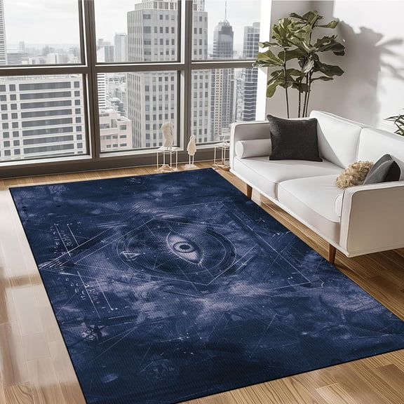 3D Evil Eye Runner Rug 5’x 8’ Non-Slip Washable Kitchen Area Rug Boho Chic Distressed Tribal Decorative Soft Velvet Creative Floor Carpet Bath Rug for Bedroom Living Room Entryway Hallway