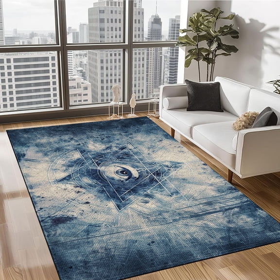 3D Evil Eye Runner Rug 5’x 8’ Non-Slip Washable Kitchen Area Rug Boho Chic Distressed Tribal Decorative Soft Velvet Creative Floor Carpet Bath Rug for Bedroom Living Room Entryway Hallway