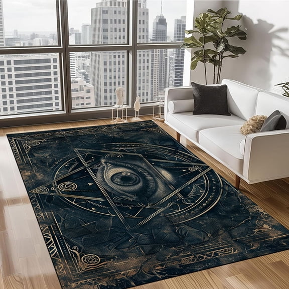 3D Evil Eye Runner Rug 5’x 8’ Non-Slip Washable Kitchen Area Rug Boho Chic Distressed Tribal Decorative Soft Velvet Creative Floor Carpet Bath Rug for Bedroom Living Room Entryway Hallway