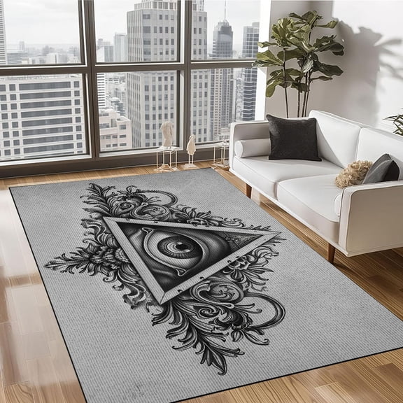 3D Evil Eye Runner Rug 5’x 8’ Non-Slip Washable Kitchen Area Rug Boho Chic Distressed Tribal Decorative Soft Velvet Creative Floor Carpet Bath Rug for Bedroom Living Room Entryway Hallway