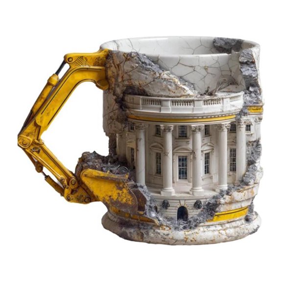 3D Excavator Demolition Coffee Mug With Handle Construction Themed Novelty Cup