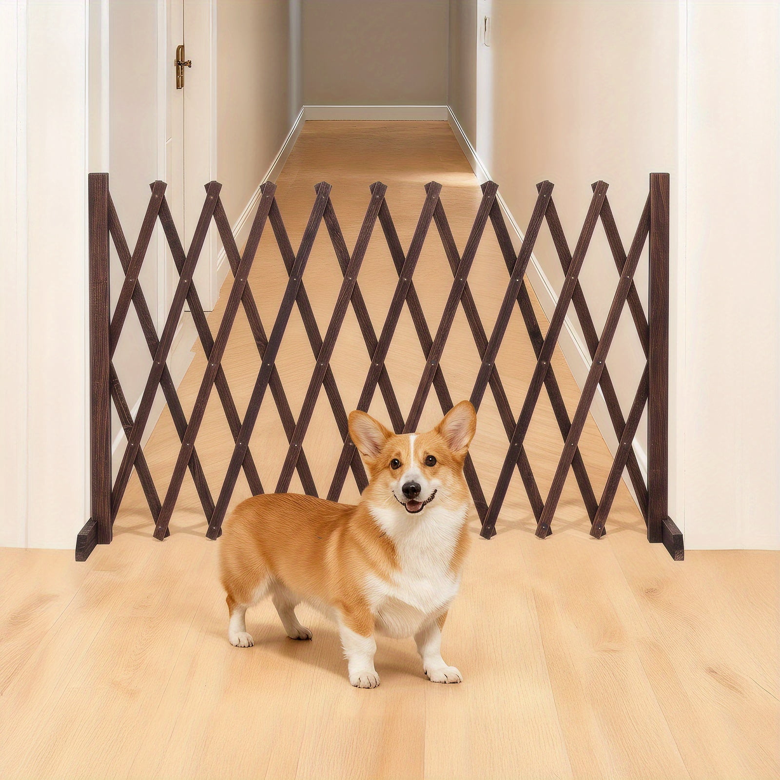 3D Expandable Thickened Wooden Fence, Retractable Safety Pet Gate, Indoor Outdoor Partition Fence for Yard Garden Play Area Holiday Decor