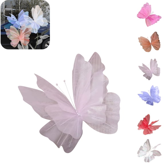 3D Fabric Butterfly Decorations, Large Artificial Butterfly Ornaments, Decorative Butterfly Props for Wedding, Garden, Party & Home Landscape Decor Pink