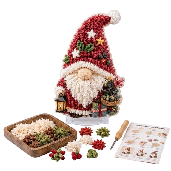 3D Fabric Poke Art Kit, Diy Doll Craft Set ,No Sew Handmade Project For Adults Beginners, Christmas Winter Tabletop Decor