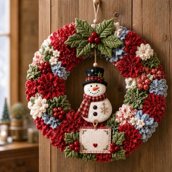 3D Fabric Poke Wreath DIY Kit,9.84 Inch Christmas Fabric Poke Art Kit for Adults Beginners,Handmade Door Entryway Wall Decor