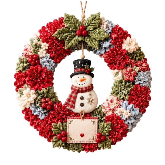 3D Fabric Poke Wreath DIY Kit,Christmas Wreath DIY Kit for Adults, Beginner-Friendly Holiday Wreath Making Kit & Door Decor 9.84" (Snowman)