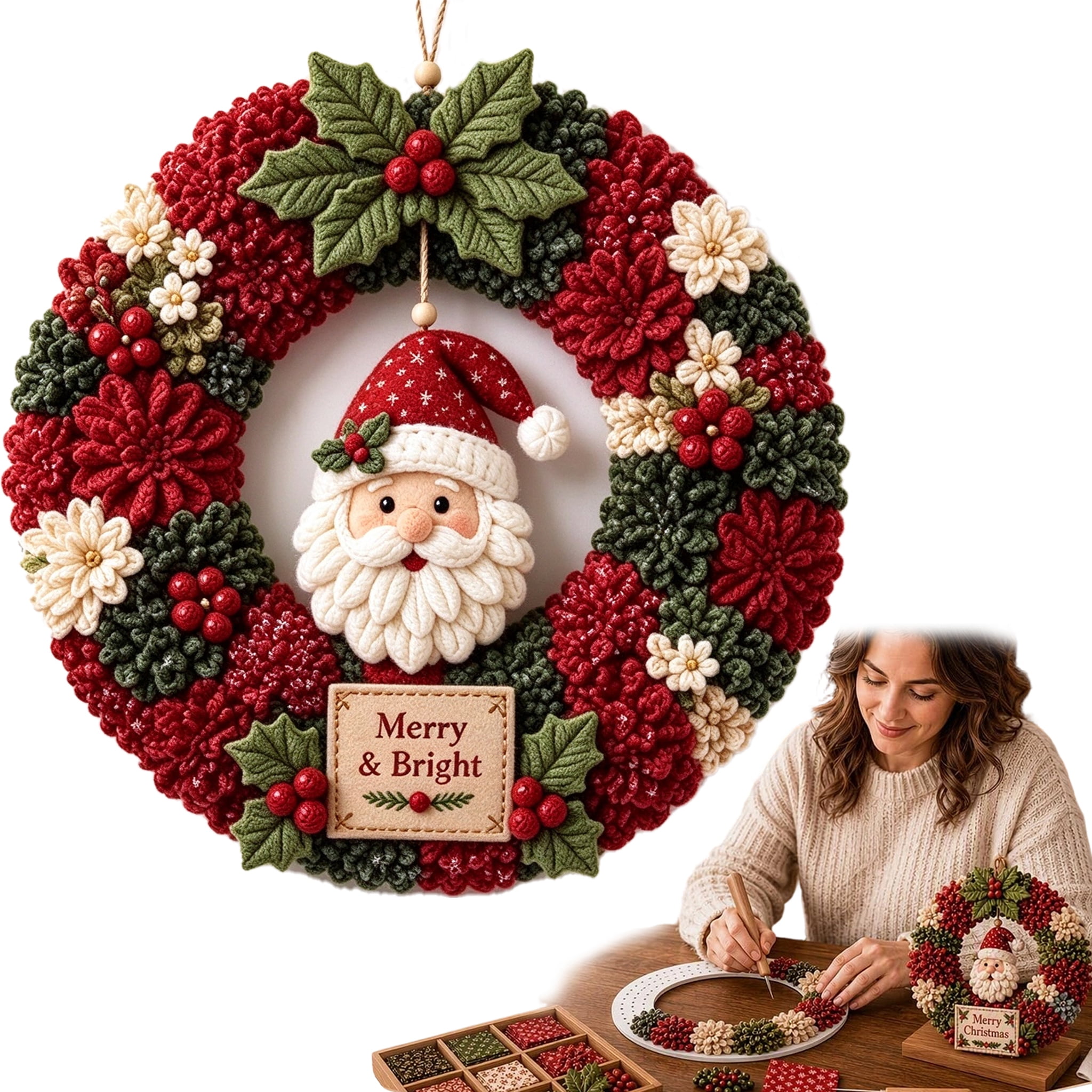 3D Fabric Poke Wreath DIY Kit, Poke Wreath Kit for Beginners, Holiday ...