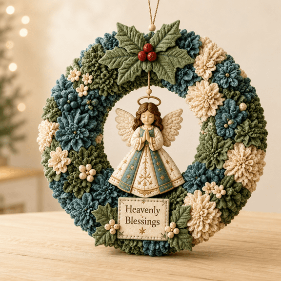 3D Fabric Poke Wreath DIY Kit, Punch Needle Craft Set, Complete Accessories Beginner‑Friendly Handcraft for Front Door Wall Home Decor