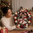 thumbnail image 1 of 3D Fabric Poke Wreath DIY Kit Snowman Family 11.81in Christmas Craft Set with Poke Tool and Ornaments for Front Door Wall and Holiday Decor, 1 of 6