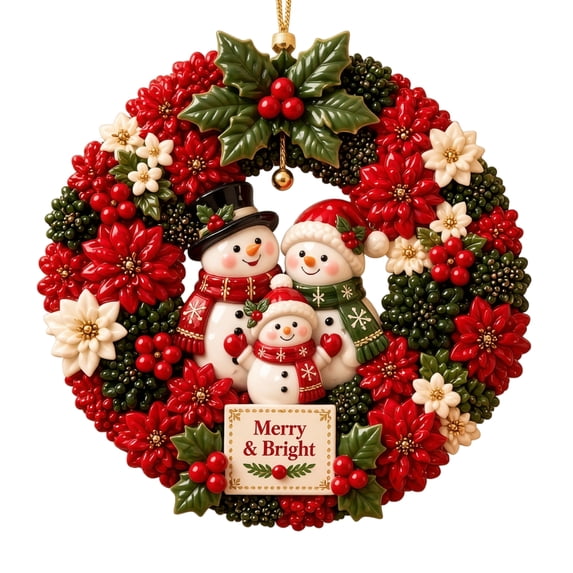 3D Fabric Poke Wreath DIY Kit, Snowman Punch Needle Craft Set with Complete Supplies, Beginner Friendly Handcraft for Front Door and Indoor Wall Display