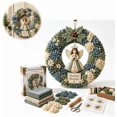 thumbnail image 1 of 3D Fabric Poke Wreath DIY Kit, Stress Relief Christmas Crafts for Adults, Beautiful Handmade Wreath for Holiday Gifting (Angel), 1 of 5