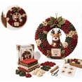 thumbnail image 1 of 3D Fabric Poke Wreath DIY Kit, Stress Relief Christmas Crafts for Adults, Beautiful Handmade Wreath for Holiday Gifting (Reindeer), 1 of 5