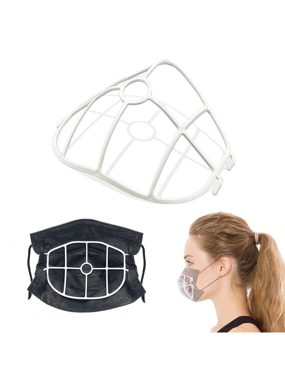 3D Face Mask Bracket with Hook Design, Food-Grade Plastic, 5 Pack