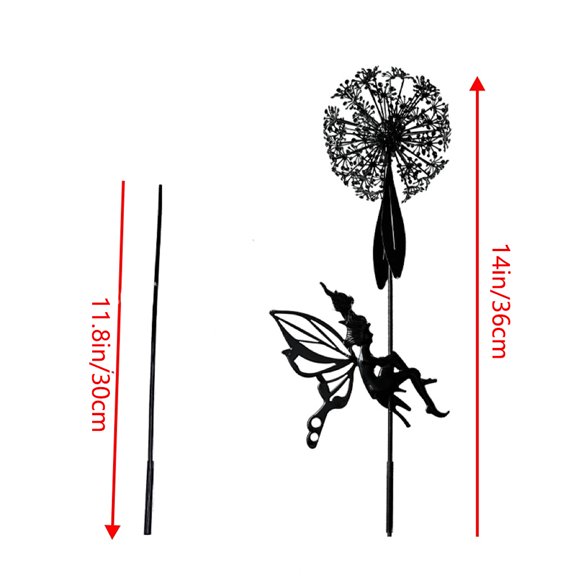3D Fairy Dandelions Outdoor Garden Decoration, Three-Dimensional Metal Courtyard Lawn Decoration Plug-In