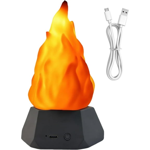 3D Fake Fire Nightlight, Flame Lamp with 3 Modes, Rechargeable Campfire Night Lamp, Apartment Patio Decor Outdoor Camping Decorations