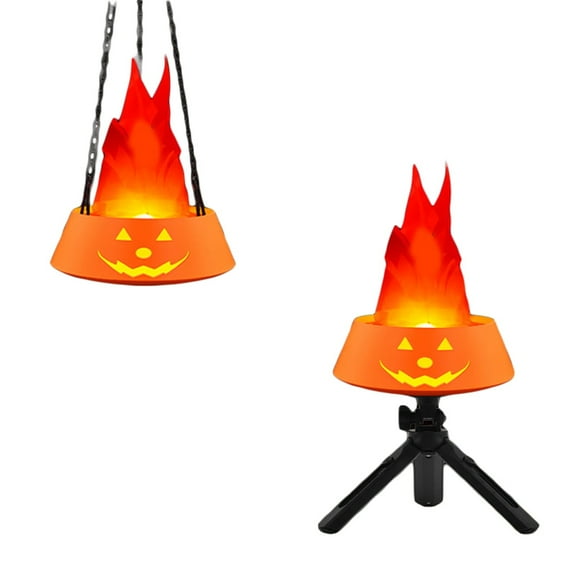 3D Flame Lamp, 110V Plug-in LED Halloween Fire Light, Artificial Flickering Flame Table Lamp, Fire Light Realistic Flame Stage Effect Light for Halloween Party,Orange