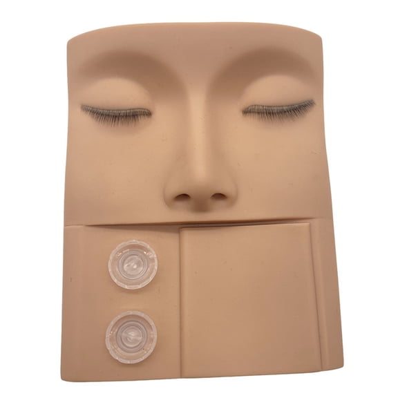 3D False Eyelash Grafting Model Practice Tray Practice Head with Eyes for Eyelash Extension Replaceable Eyelids