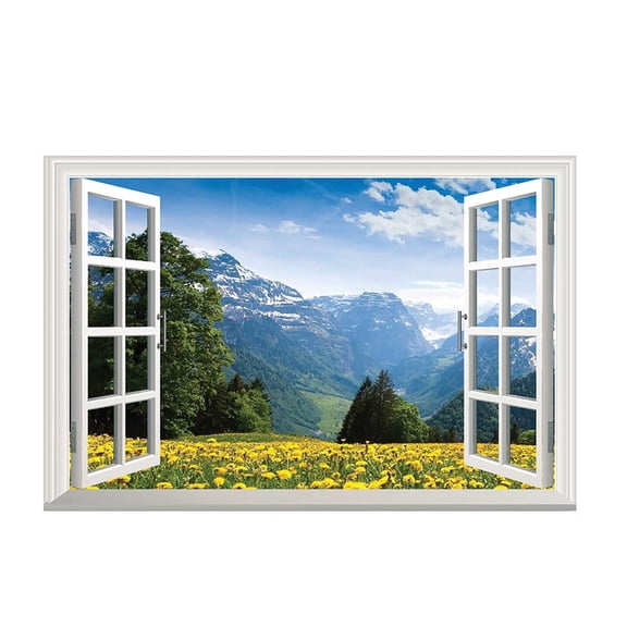 3D False Window Decoration, PVC Wall Sticker for Living Room Bedroom, Illusion Window Art, Faux Window Decal