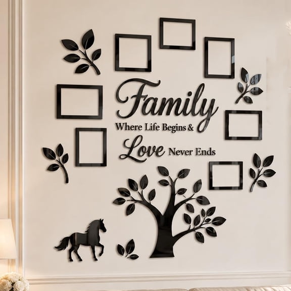 3D Family Tree Photo Frame Wall Sticker, Decal Living Room & Dining, Large Corner Photo Frame Decor Stickers, Cuadros para Sala