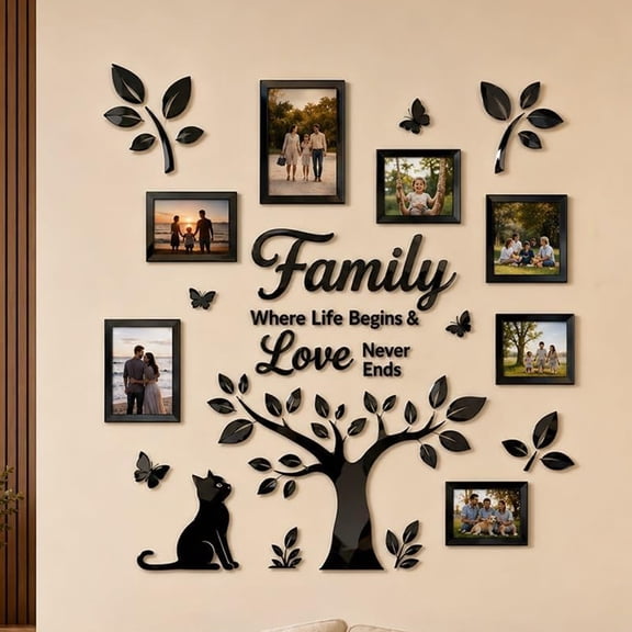 3D Family Tree Photo Frame Wall Sticker, Decal Living Room & Dining, Large Corner Photo Frame Decor Stickers, Cuadros para Sala
