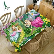 3D Fancy Green Leaf Pastoral Kitchen Dining Table Rectangular Tablecloth Antifouling Decorative Elegant Fabric Tablecloth