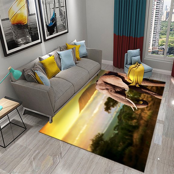 3D Fantasy Elephant Carpet Magic Animal Rugs for Home Bedroom Living Room r Floor Area Mats Bathroom Kitchen Non-slip Rugs