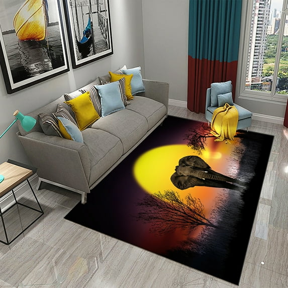 3D Fantasy Elephant Carpet Magic Animal Rugs for Home Bedroom Living Room r Floor Area Mats Bathroom Kitchen Non-slip Rugs