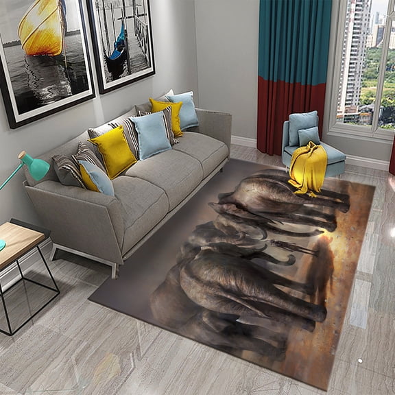 3D Fantasy Elephant Carpet Magic Animal Rugs for Home Bedroom Living Room r Floor Area Mats Bathroom Kitchen Non-slip Rugs