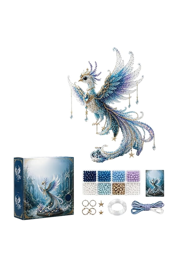 3D Fantasy Ocean Phoenix DIY Bead Craft Kit, Sparkling Crystal Mythical Sea Creature Hanging Ornament Keychain Set, Car Decor Holiday Gift