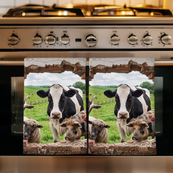 3D Farmhouse Kitchen Towels Set of 2, Modern Nature Optical Illusion ...