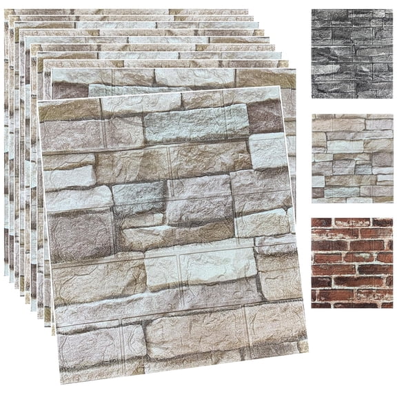 3D Faux Brick PE Foam Wall Panels, Black, 20PCS, Self-Adhesive Peel and Stick Wallpaper