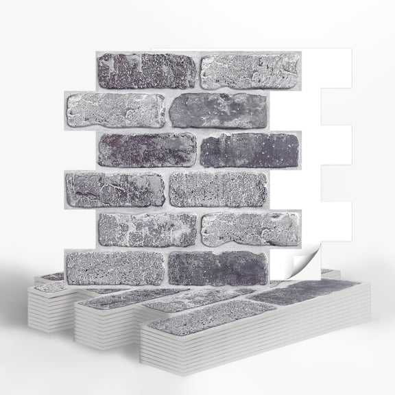 3D Faux Brick Peel And Stick Wall Panels 10-Pack 1212 Thin PVC Whitewash Self-Adhesive Paintable Brick Stone Backsplash