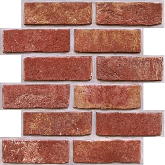 3D Faux Red Brick Wall Panel Peel and Stick,10 Pcs 12"X12", Small Brick, Ultra-Light Thin PVC Decorative Tile Wall Sticker, Designed for Quick DIY Wall Upgrades Indoor