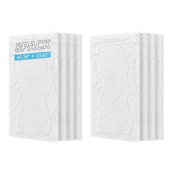 3D Faux Stone Wall Panels 8 Pack, 23.62*47.24 in, PU Wainscoting Panels for Interior Wall Decor, Waterproof Mushroom Stone Wall Tiles