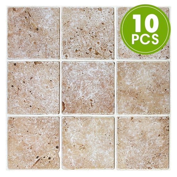 3D Faux Stone Wall Panels Peel & Stick - 10 Pcs PVC Self-Adhesive Tiles, Matte Finish for Kitchen Bathroom Living Room, Rustic Marble Wall Decor